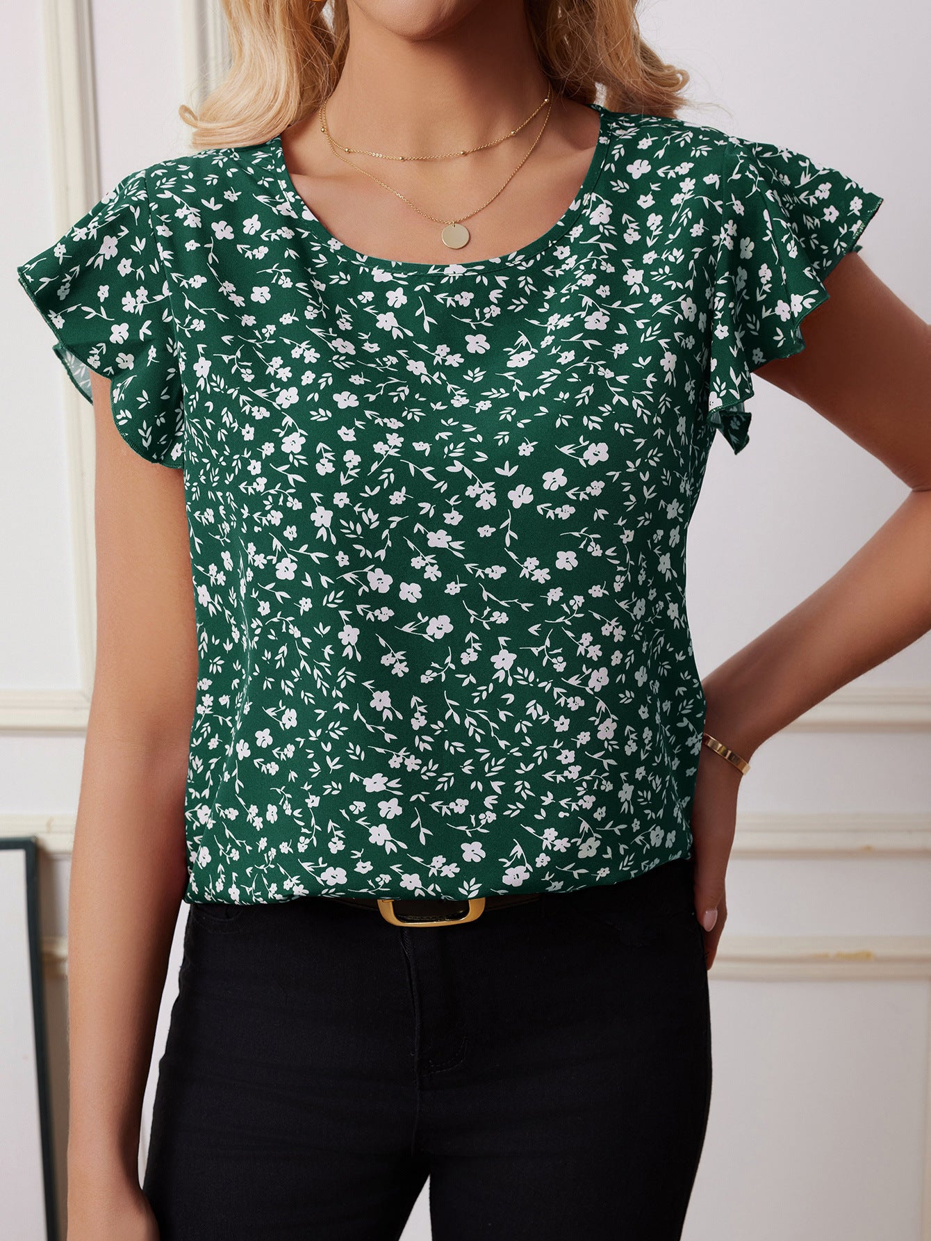 Chiffon Shirt Short-sleeved Shirt European And American Fashion Casual Printing