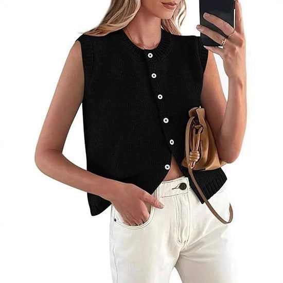 Single-breasted Hot Selling Sleeveless Knitted Vest