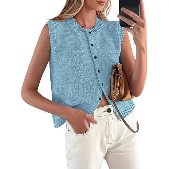 Single-breasted Hot Selling Sleeveless Knitted Vest