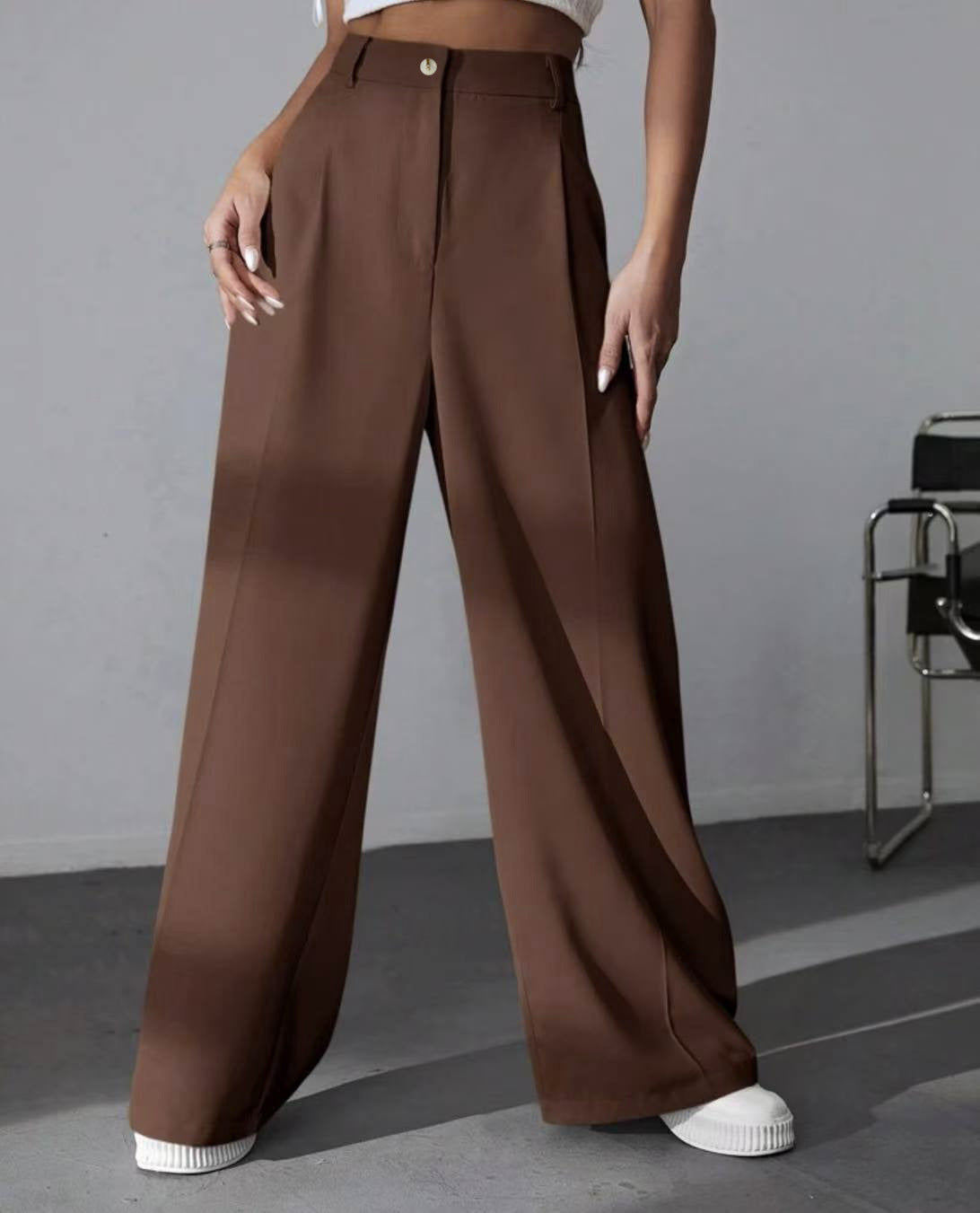 European And American New Women's Trousers Solid Color Casual Straight Pants